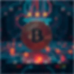 Quantum threat to cryptocurrency A graphic showing a Bitcoin symbol overshadowed by a quantum computer, indicating the potential risk to digital currencies.