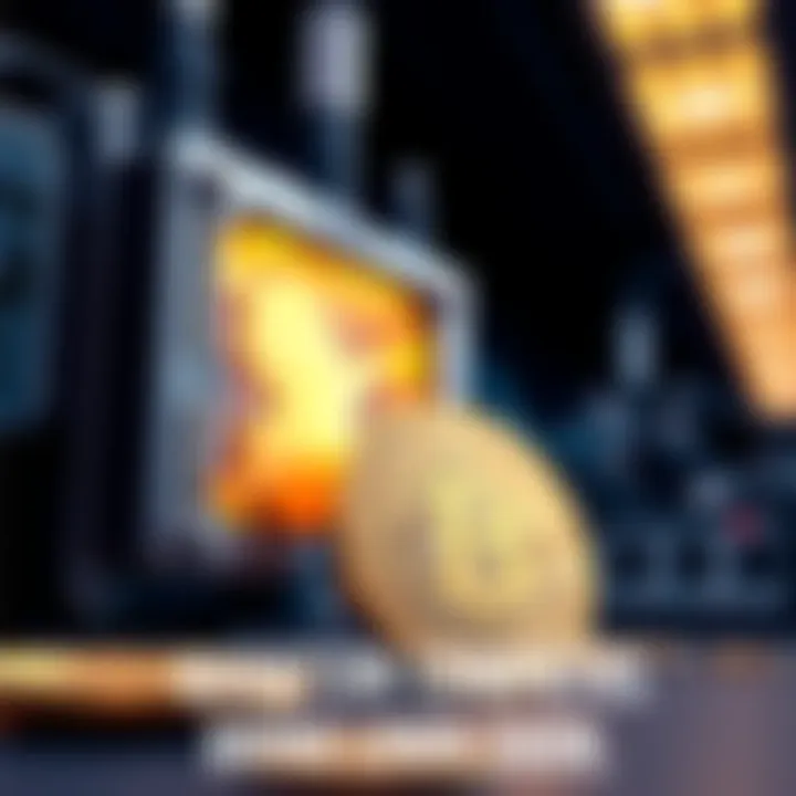 A quantum computer next to a Bitcoin symbol, illustrating the potential threat to cryptocurrency.