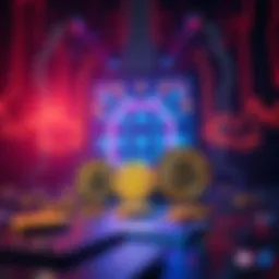 A quantum computer with Bitcoin symbols in the foreground, highlighting the threat to Bitcoin's security.