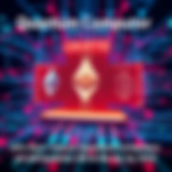 A visual representation of a quantum computer with Ethereum and Bitcoin symbols, illustrating the potential threat to cryptocurrency security by 2032.