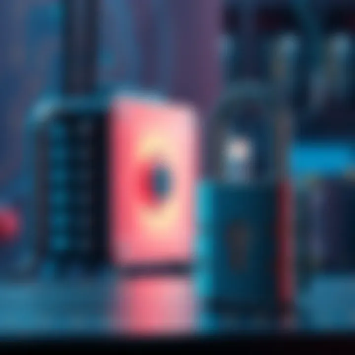 A quantum computer alongside a locked padlock, symbolizing the relationship between quantum computing and encryption security.