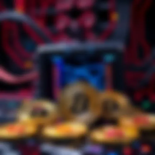 A visual representation of quantum computers alongside Bitcoin symbols, highlighting the potential threat to cryptocurrency security from technological advancements.