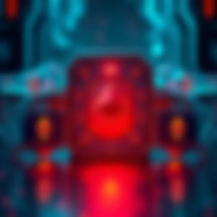 A graphic showing a quantum computer with digital locks and Ethereum symbols, representing security risks.