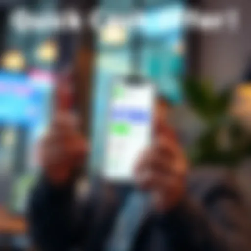 A person happily holding cash with a smartphone displaying a money transfer app