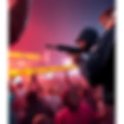 A scene depicting a streamer with a gun and a distressed crowd, emphasizing the violent act and community response