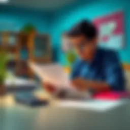 A student reviewing refund guidelines for Rajasthan NEET UG counseling with paperwork and a calculator on a desk