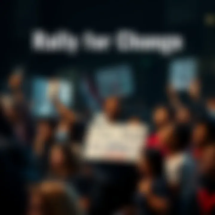 Rally for Change A diverse group of activists holding signs at a rally, symbolizing unity and strength in the fight for equality