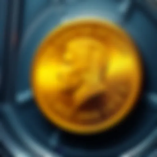 A close-up view of a rare gold coin from 1993, showcasing its shiny surface and distinct markings, highlighting its rarity among collectors.