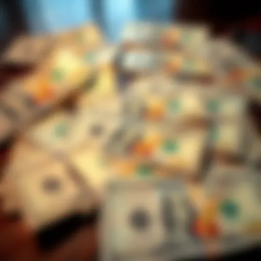 A collection of rare $20 bills spread out on a table, showcasing their bright colors and unique features, including a sequential number and an asterisk.