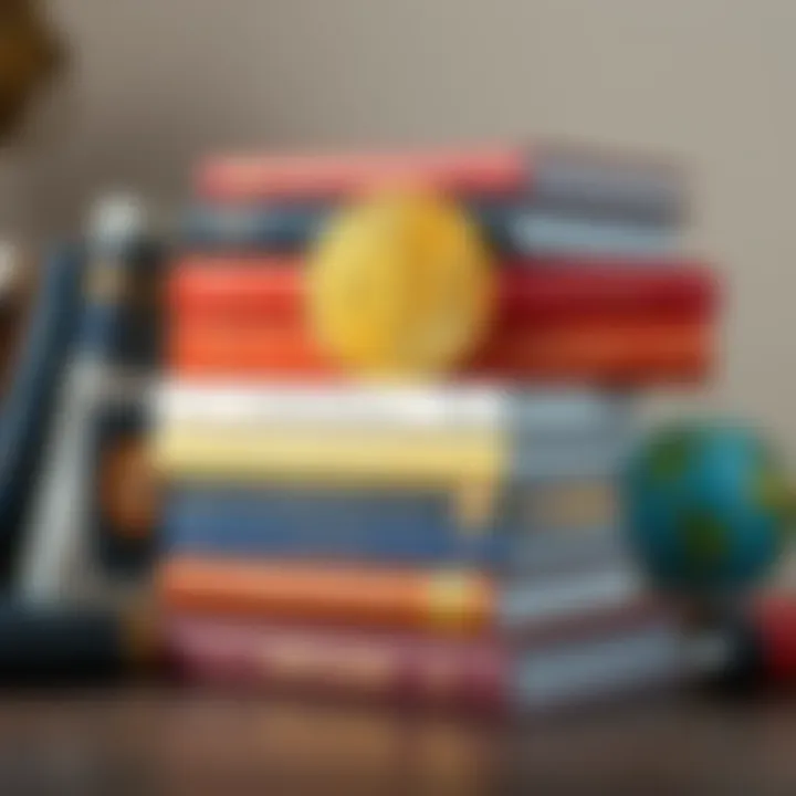 Rare Bitcoin Books Collection A stack of ten unique Bitcoin books with colorful covers, showcasing cryptocurrency knowledge.