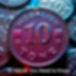 A close-up of a 10th Anniversary Toonie showing its unique features and design