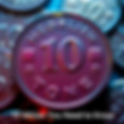 A close-up of a 10th Anniversary Toonie showing its unique features and design