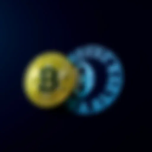 Logo of the Reserve Bank of Australia next to a Bitcoin symbol, symbolizing the bank's position on digital currencies.