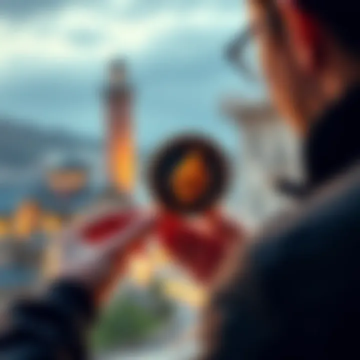 Real Estate Transaction with Monero A person reviewing real estate properties while holding a Monero coin, symbolizing cryptocurrency investment in real estate.