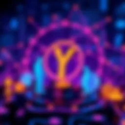 Real Yield Protocol Concept A graphic illustrating the concept of real yield protocols, showing business activities generating income instead of inflation-based rewards, with a token symbol in the background.