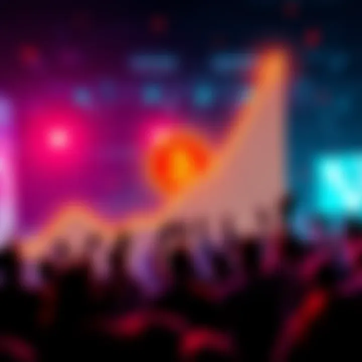 A graph showing the rise of $REBATE token with community members celebrating in the background.