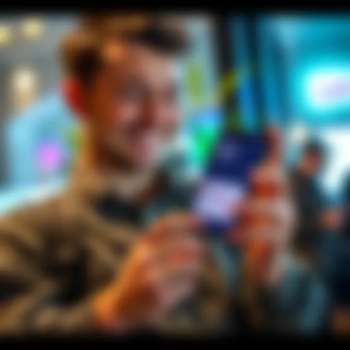 An employee happily checking their Revolut app showing salary received
