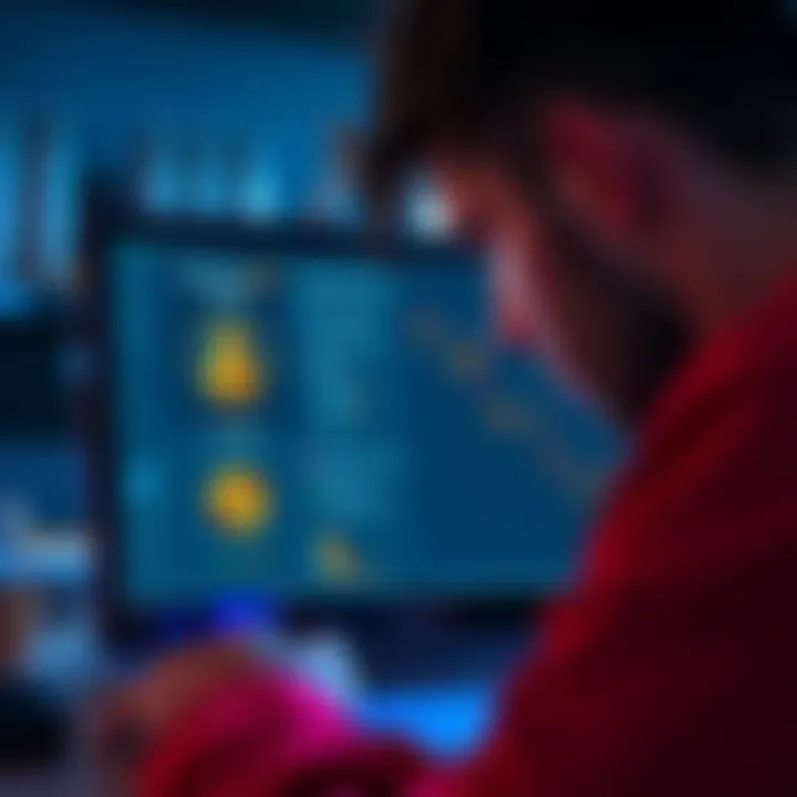 A person looking at a laptop screen showing a digital wallet and cryptocurrency details, focused on retrieving staked Harmony ONE coins.
