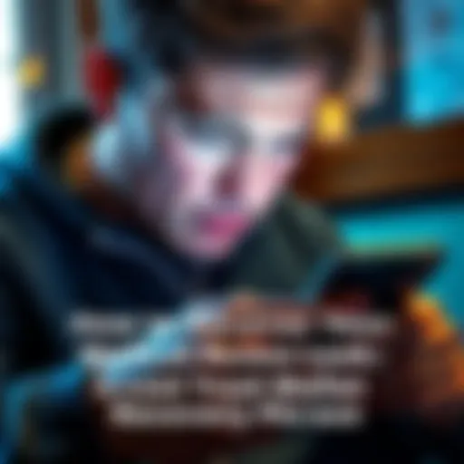 A person searching for a lost Trust Wallet recovery phrase on a smartphone with worried expression