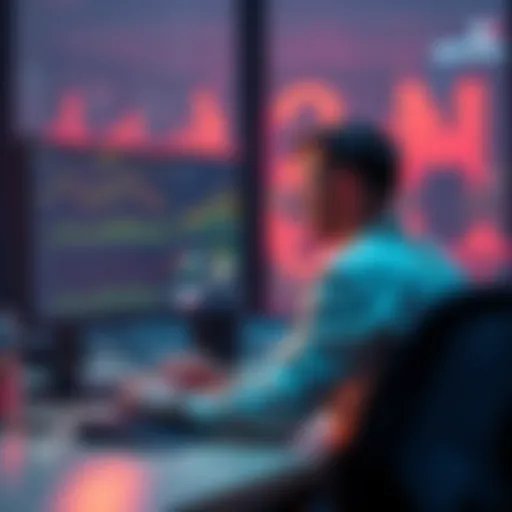 A person sits at a desk with a computer screen showing crypto charts, looking thoughtful about their past experiences in the market.