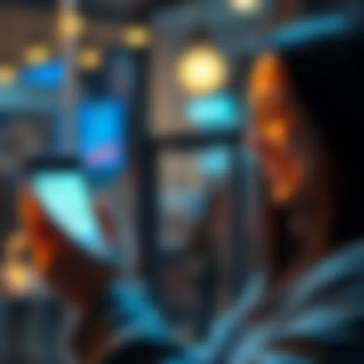 A person smiles while looking at their phone, showing a refund notification for a subscription to a coffee company