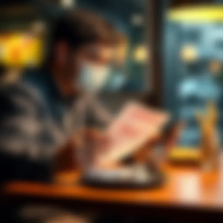 A person looking at a receipt and a phone while sitting at a table, indicating a successful refund process for a missing meal
