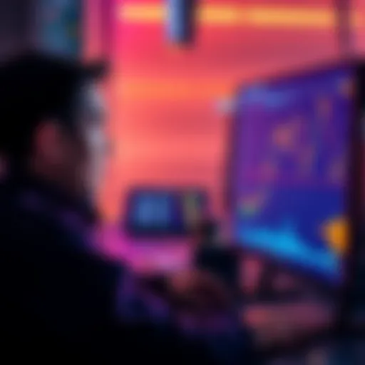 A person looking at a computer screen showing a declining Bitcoin chart, reflecting on a past investment decision with a sad expression.