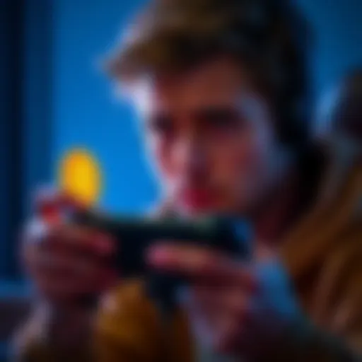 A person looking regretful while holding a game controller and a Bitcoin symbol, symbolizing missed opportunities in gaming vs investing in Bitcoin.