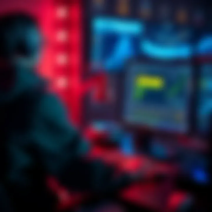 A person sitting at a computer, looking at the DIXT.FINANCE interface, focused on deleting a fake account.