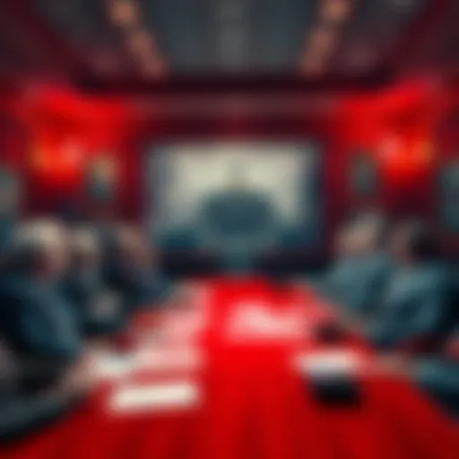 A group of Republican lawmakers in a meeting room debating a permanent ban on central bank digital currencies with charts on the table.