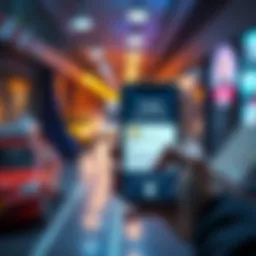 Request for USDC Transfer Person showing a smartphone with a request to transfer USDC to a bank account