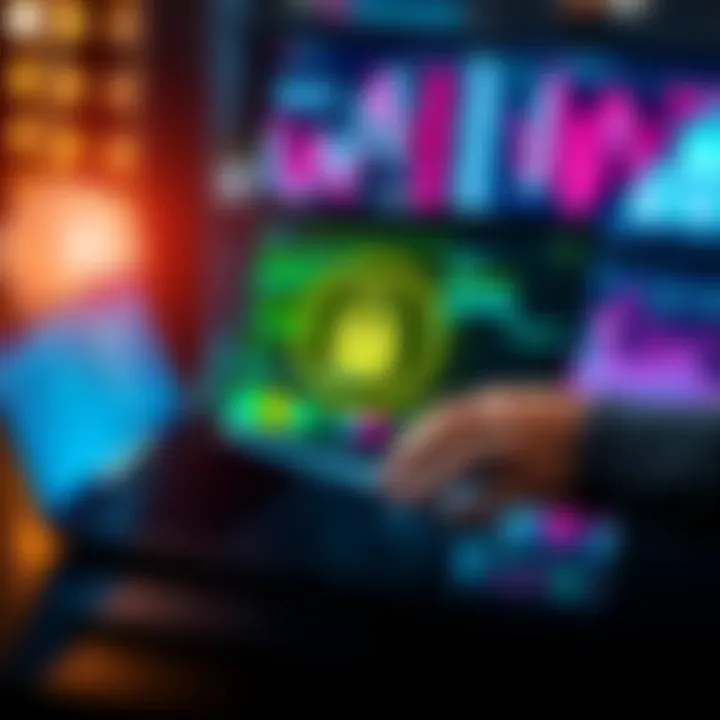 A person using a laptop to access a Bitcoin wallet backup file with a padlock symbol representing encryption.