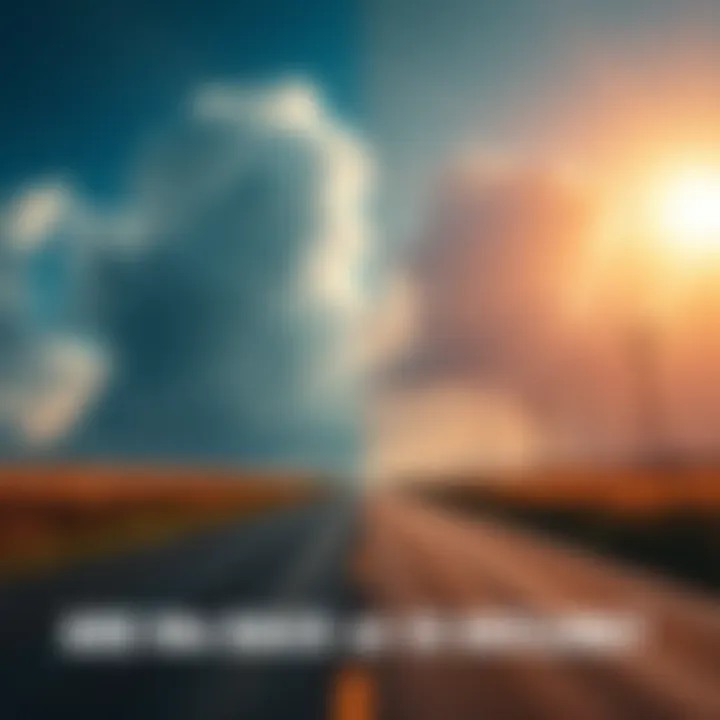 A divided road symbolizing the choice between a bright comeback or a dark downturn, with clouds gathering on one side and sunshine on the other.
