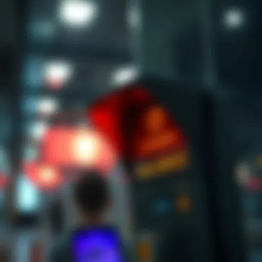 A retail hotspot device showing low connectivity status, indicating power issues, with lights turned off in the background at night.