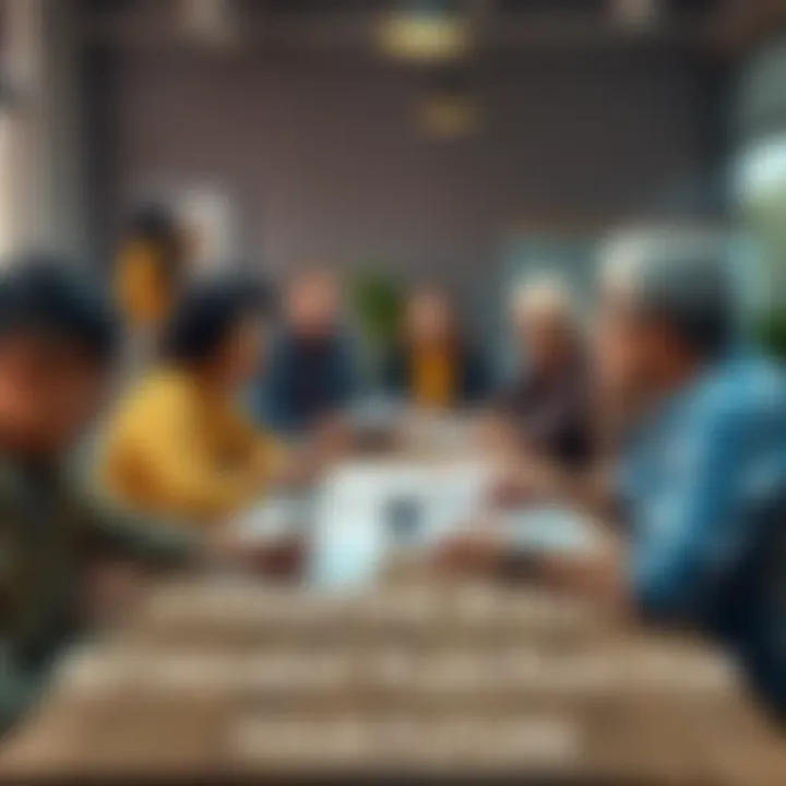 A diverse group of people discussing retirement plans with financial documents and charts on the table