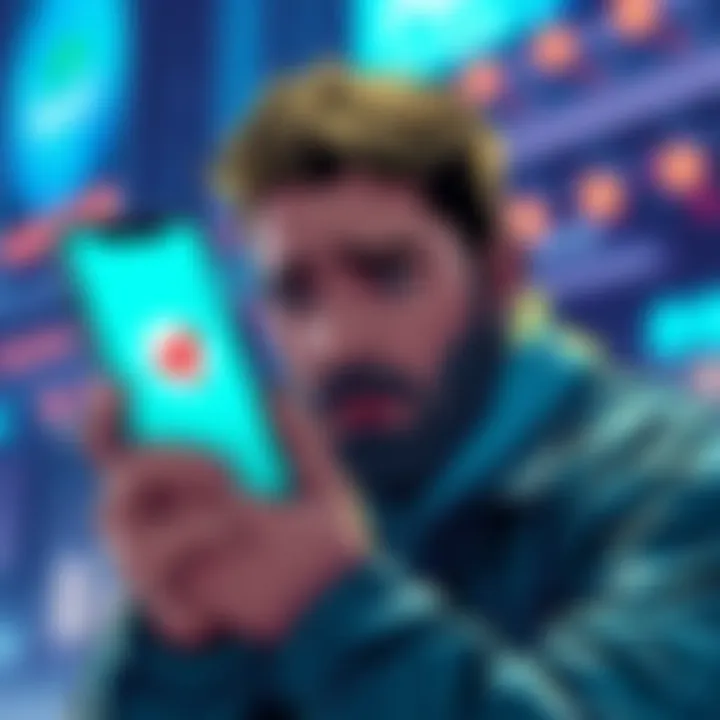 Graphic illustrating a frustrated user holding a smartphone with the Revolut app logo, depicting issues faced after an update on non-rooted Android devices.