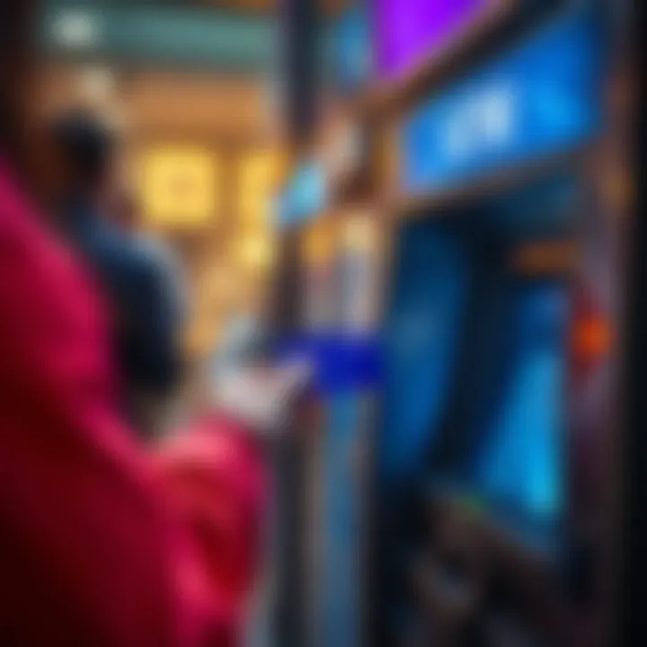 A person withdrawing cash from an ATM using a Revolut card in Europe