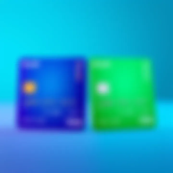 Two Revolut cards side by side, one blue and one green, showing color variations.