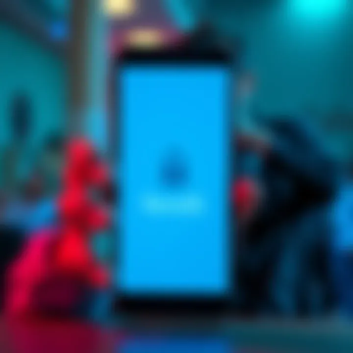 A smartphone displaying a locked Revolut app screen with a frustrated user in the background