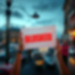 A graphic representation showing a blocked account notice from Revolut, highlighting concerns over anti-money laundering practices, set against an Italian backdrop.