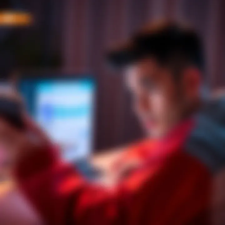 A person looking confused while checking a credit report on a laptop with a Revolut logo visible on the screen.