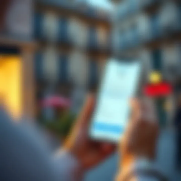 A person looking at a mobile app to open a bank account while holding an Italian Permesso di Soggiorno document
