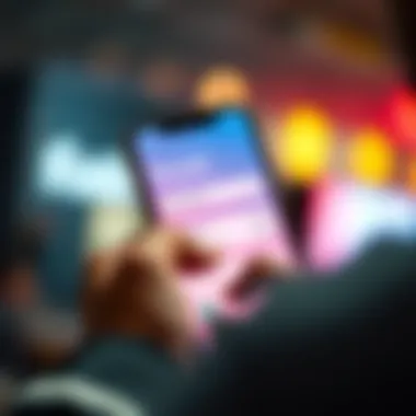 A close-up of a smartphone displaying the Revolut banking app with a person checking their balance.