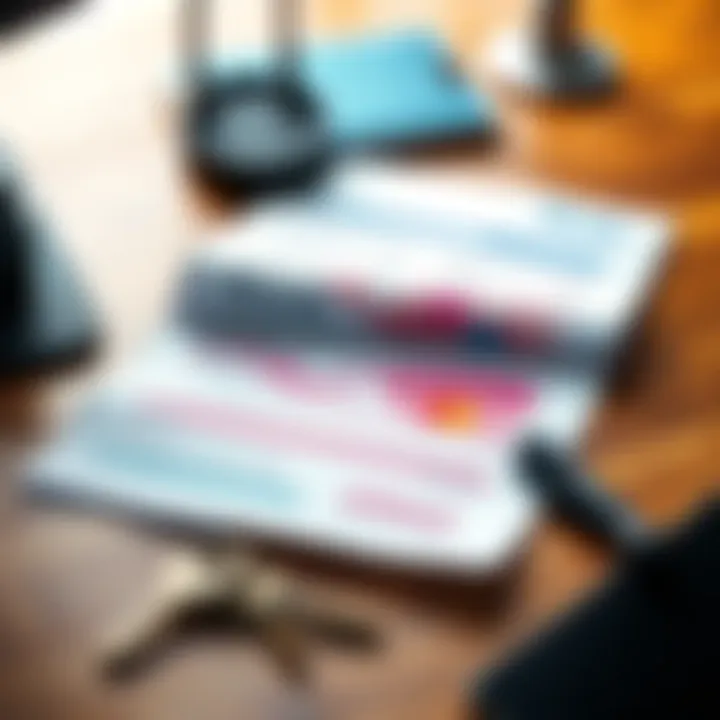 A close-up of a Revolut bank statement lying on a wooden desk with a pen and a key for a rental property.