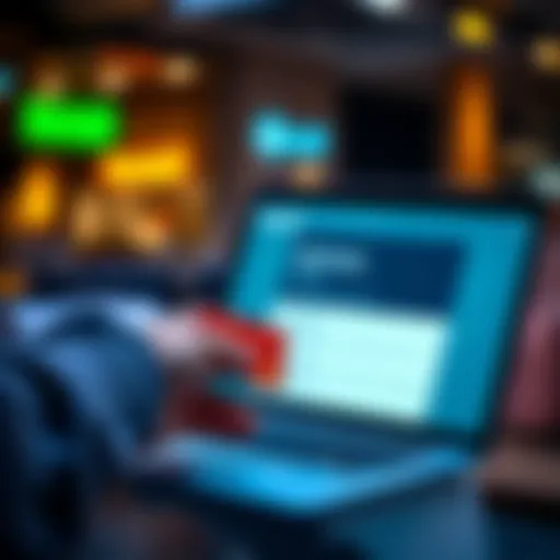 Person holding a Revolut card with a laptop open showing express delivery options