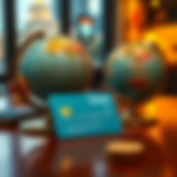 A Revolut card placed on a table next to a globe, symbolizing international use and travel