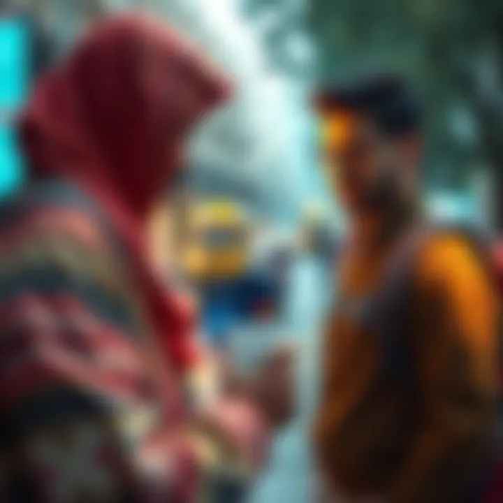 A Revolut card being delivered to a temporary address in South Asia while a traveler checks their phone for updates.