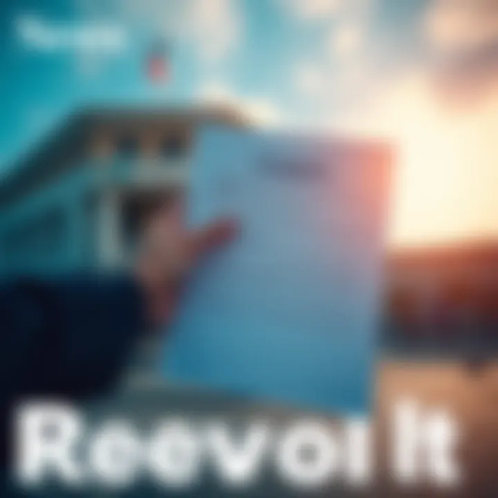 Complaint against Revolut A person holding a complaint document about Revolut's account issues and a bank building in the background.