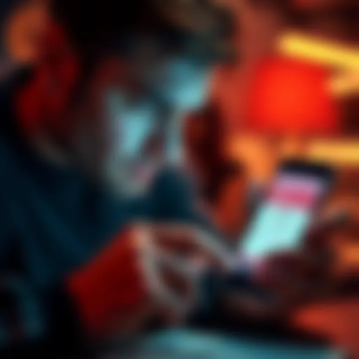 A worried customer looking at a smartphone displaying a transaction error message from Revolut, symbolizing a missing €1300 transfer.