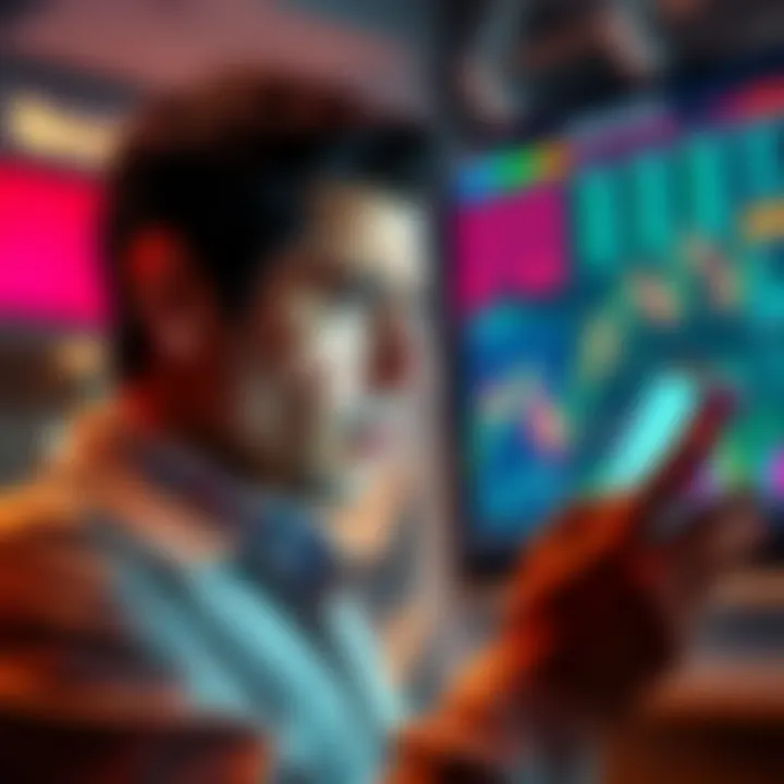 A person looks concerned while viewing financial charts on a smartphone, symbolizing confusion over Revolut's new fee structure.